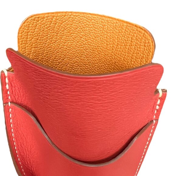 Hermes Swift Chevre Calfskin Leather Cuivre Credit Card Drivers License Wallet - Picture 6 of 6